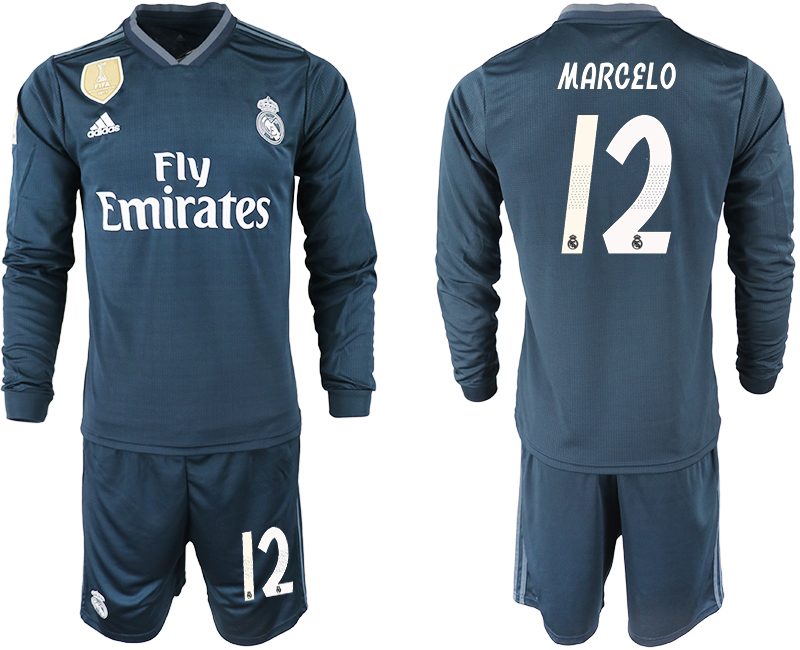 2018-19 Real Madrid 12 MARCELO Away Long Sleeve Soccer Jersey