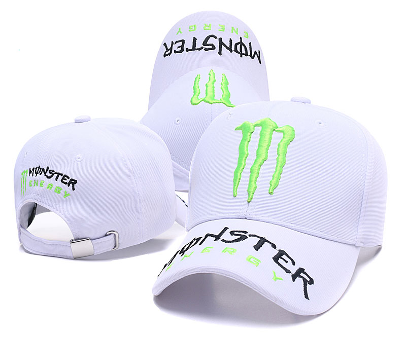 Monster Energy White Peaked Adjustable Hat