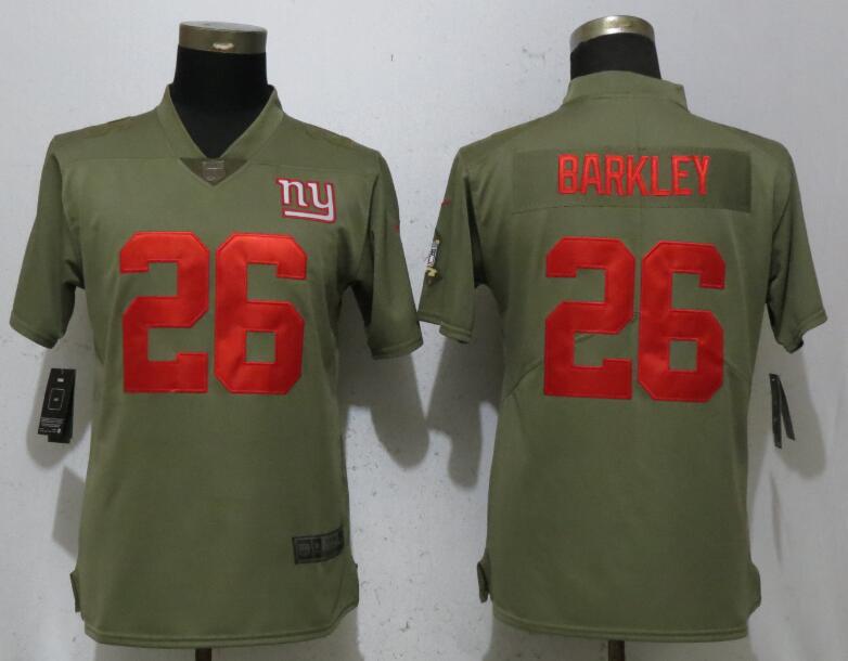 Nike Giants 26 Saquon Barkley Olive Women Salute To Service Limited Jersey