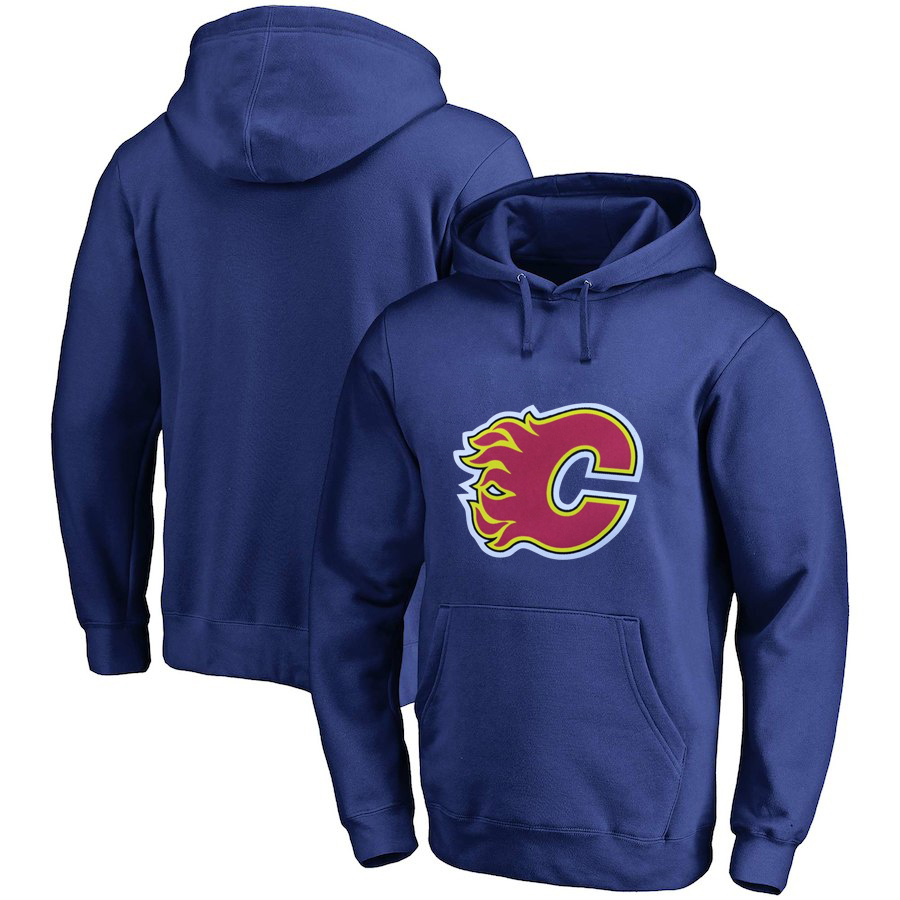 Calgary Flames Blue All Stitched Pullover Hoodie