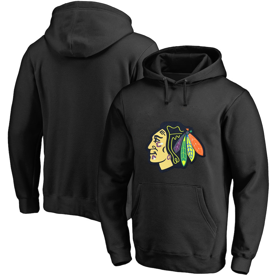 Chicago Blackhawks Black All Stitched Pullover Hoodie