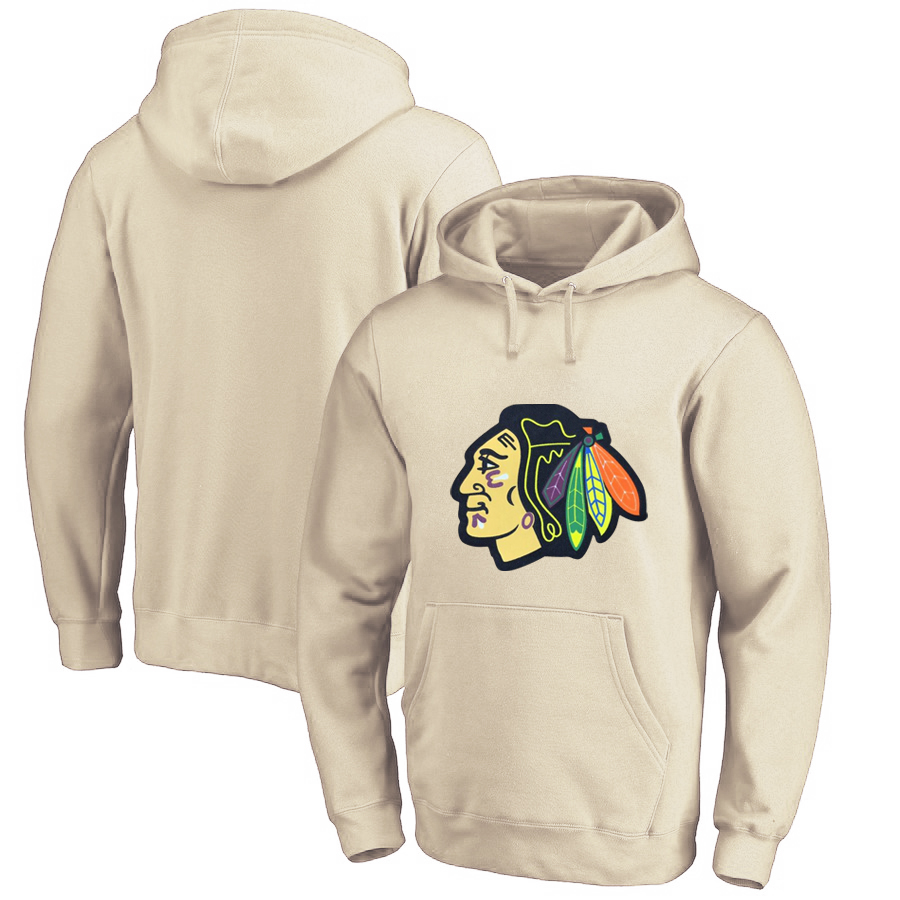Chicago Blackhawks Cream All Stitched Pullover Hoodie