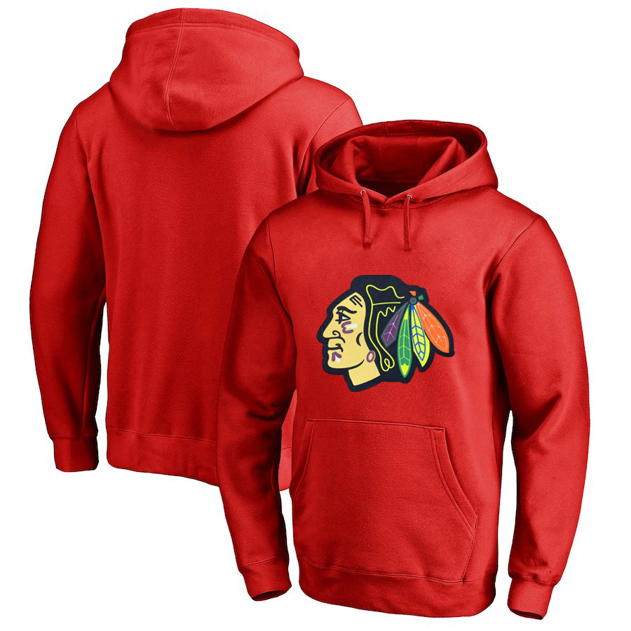 Chicago Blackhawks Red All Stitched Pullover Hoodie - Click Image to Close