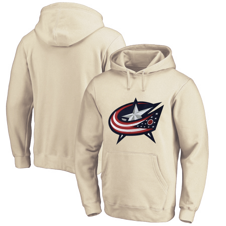 Columbus Blue Jackets Cream All Stitched Pullover Hoodie