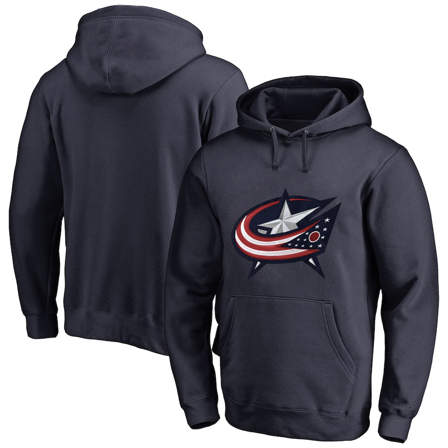 Columbus Blue Jackets Navy All Stitched Pullover Hoodie - Click Image to Close