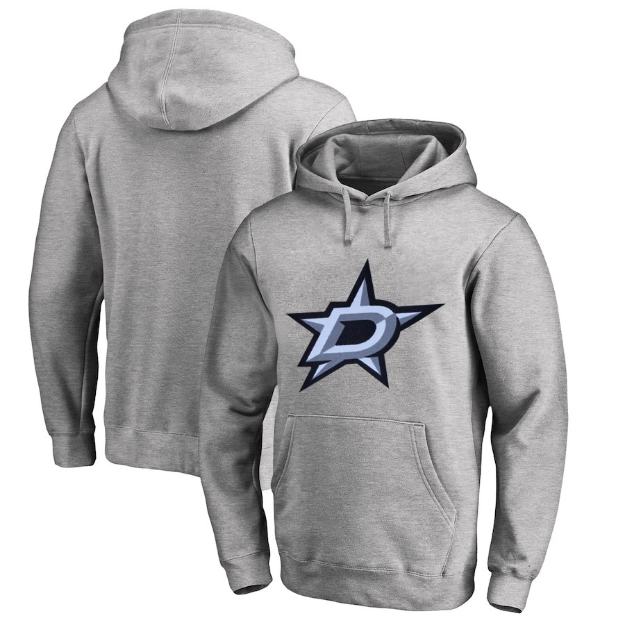 Dallas Stars Gray All Stitched Pullover Hoodie - Click Image to Close