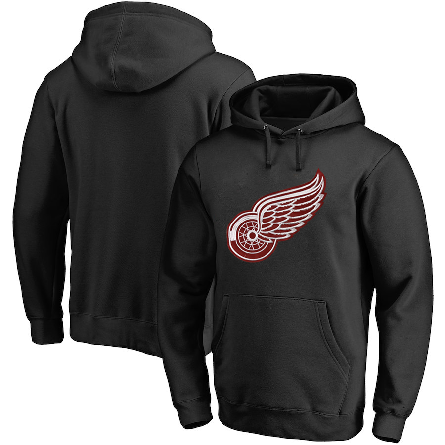 Detroit Red Wings Black All Stitched Pullover Hoodie