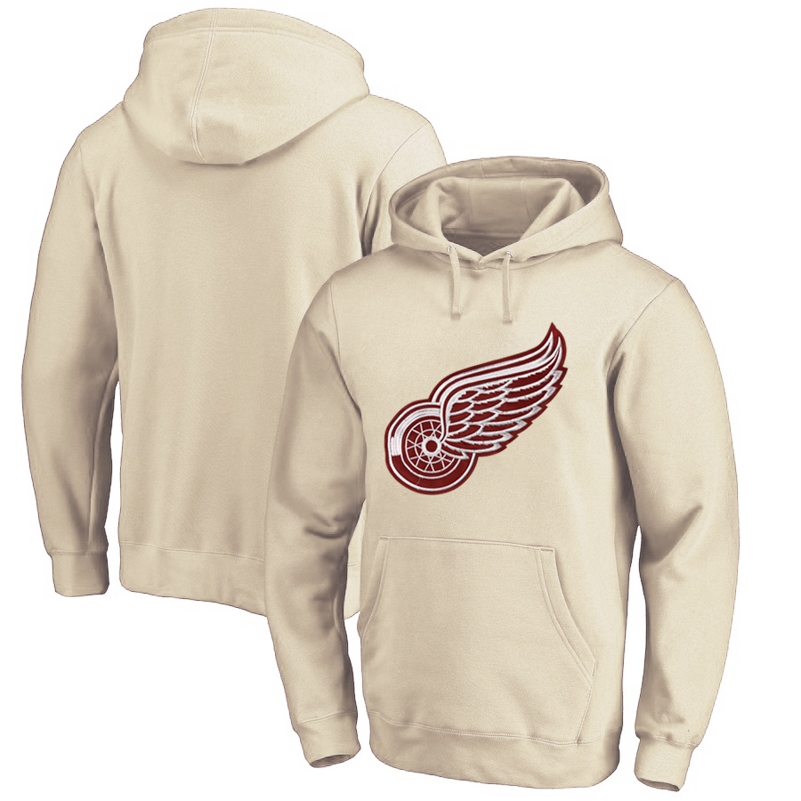 Detroit Red Wings Cream All Stitched Pullover Hoodie