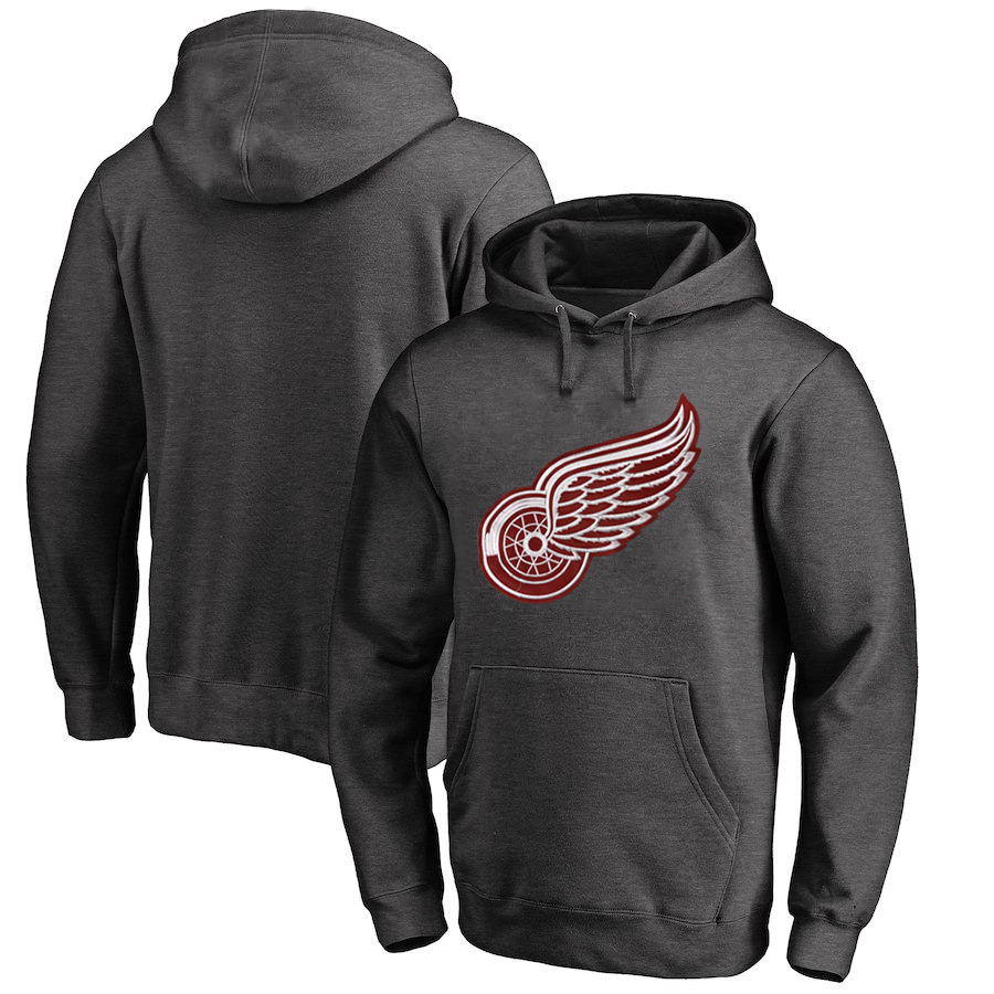 Detroit Red Wings Dark Gray All Stitched Pullover Hoodie