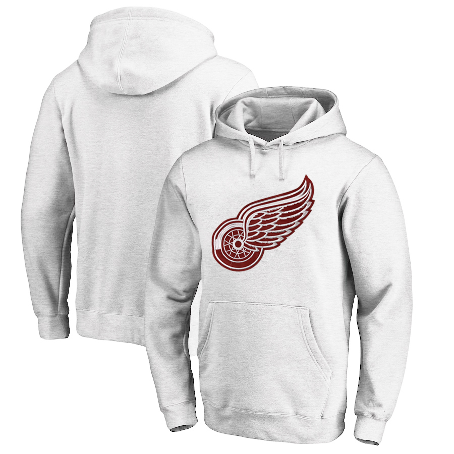 Detroit Red Wings White All Stitched Pullover Hoodie