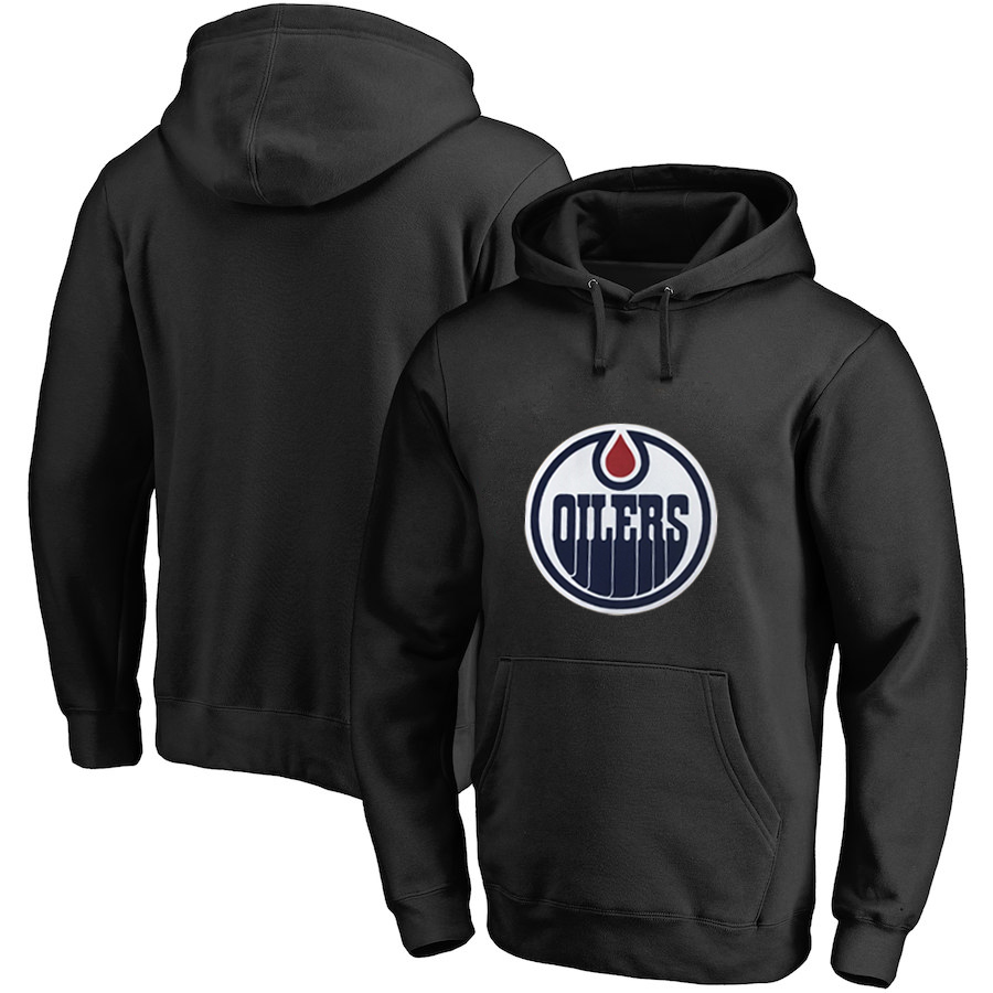 Edmonton Oilers Black All Stitched Pullover Hoodie