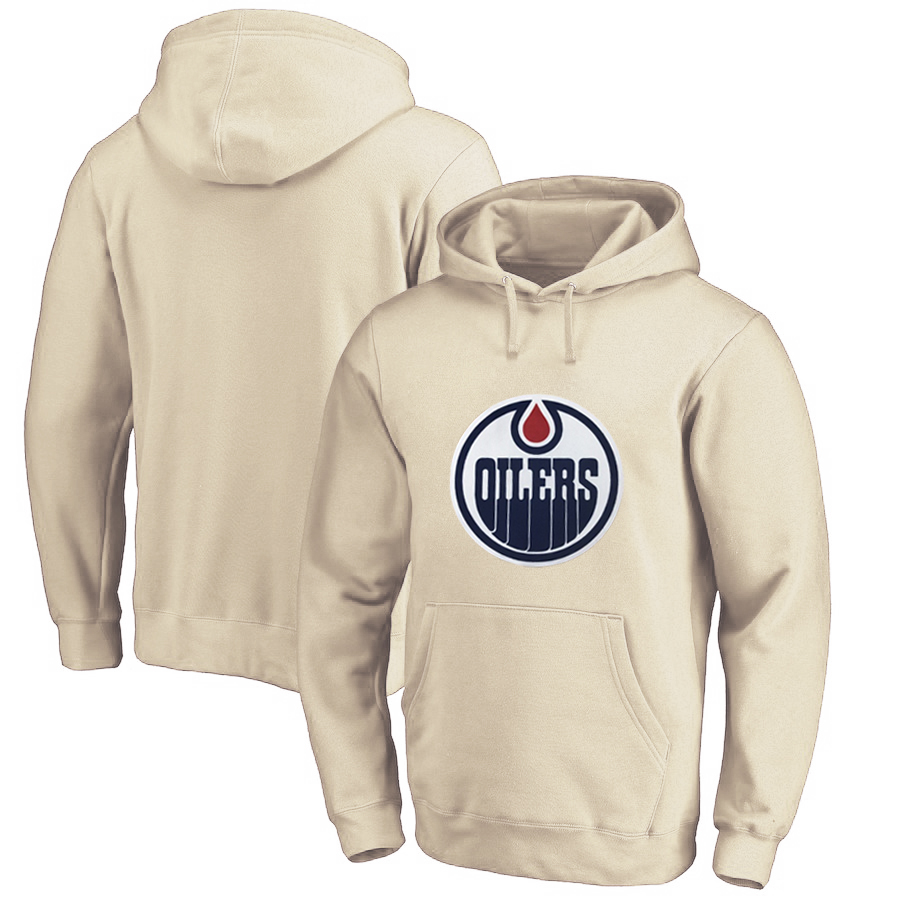 Edmonton Oilers Cream All Stitched Pullover Hoodie