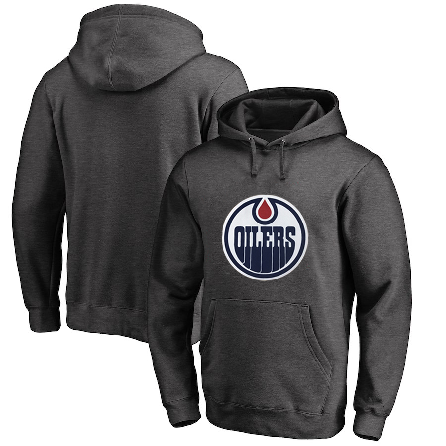 Edmonton Oilers Dark Gray All Stitched Pullover Hoodie