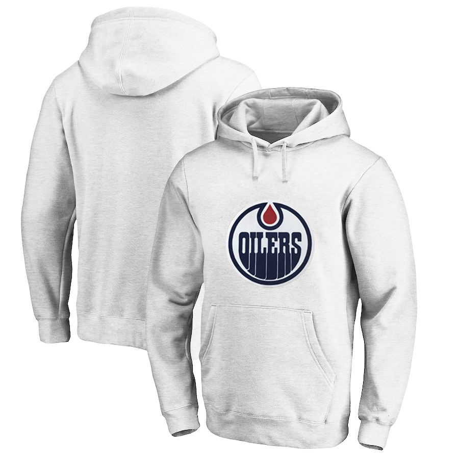 Edmonton Oilers White All Stitched Pullover Hoodie