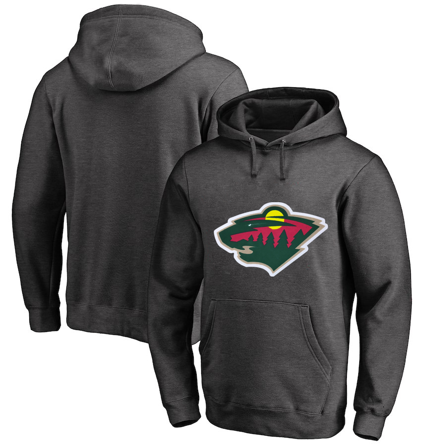 Minnesota Wild Dark Gray All Stitched Pullover Hoodie - Click Image to Close