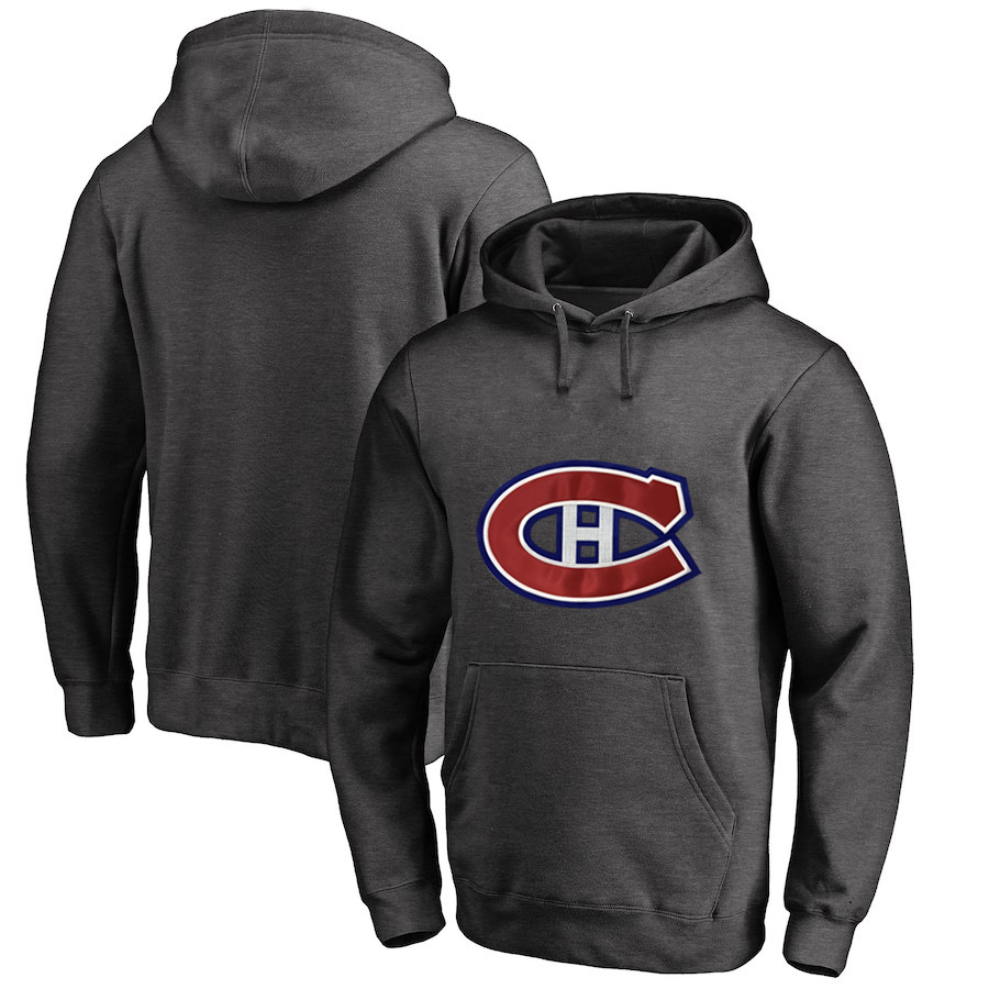 Montreal Canadiens Dark Gray All Stitched Pullover Hoodie