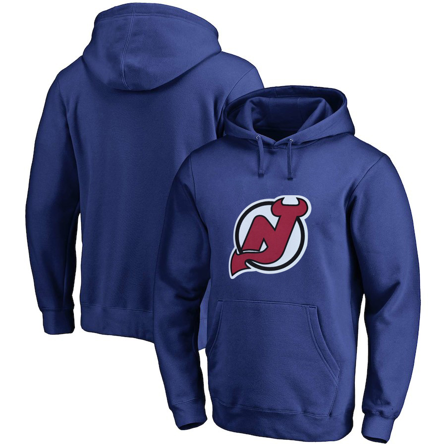 New Jersey Devils Blue All Stitched Pullover Hoodie - Click Image to Close