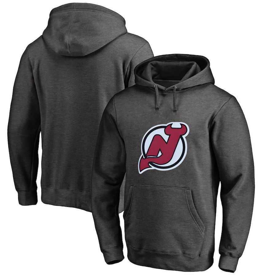 New Jersey Devils Dark Gray All Stitched Pullover Hoodie