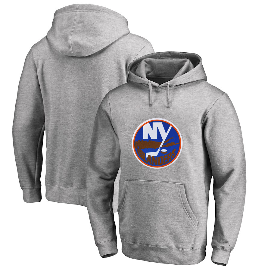 New York Islanders Gray All Stitched Pullover Hoodie New York Islanders Gray All Stitched Pullover Hoodie