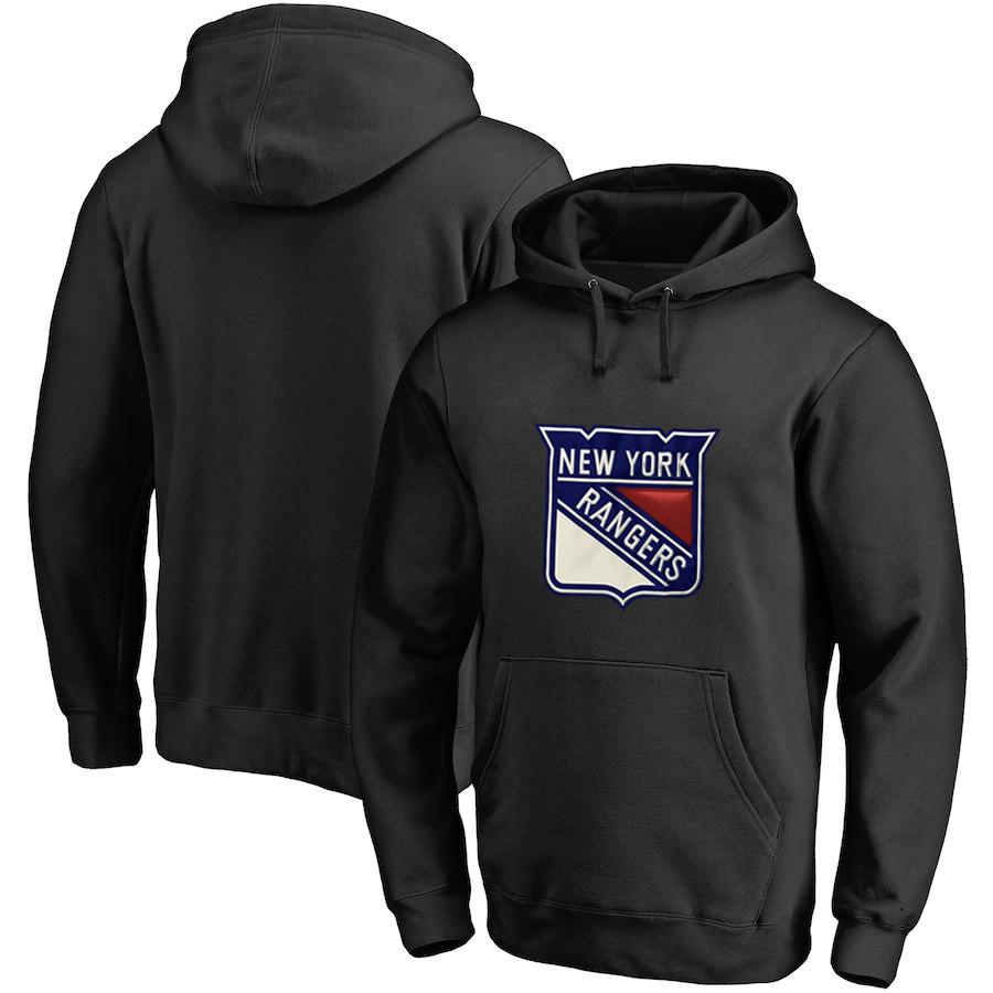New York Rangers Black All Stitched Pullover Hoodie