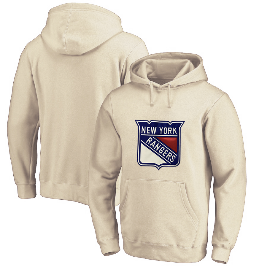 New York Rangers Cream All Stitched Pullover Hoodie - Click Image to Close