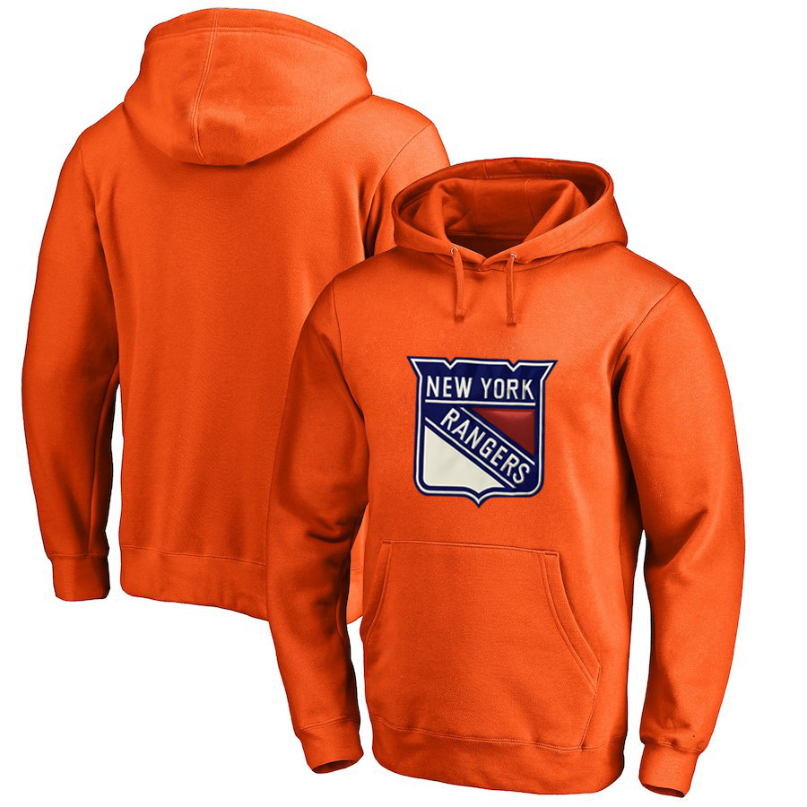 New York Rangers Orange All Stitched Pullover Hoodie - Click Image to Close