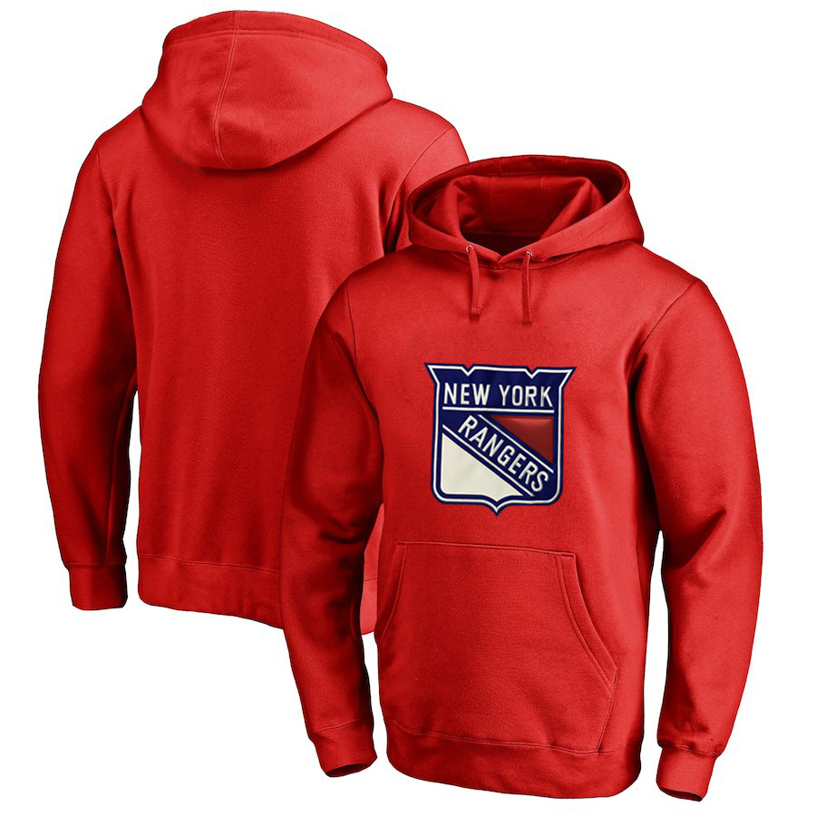 New York Rangers Red All Stitched Pullover Hoodie