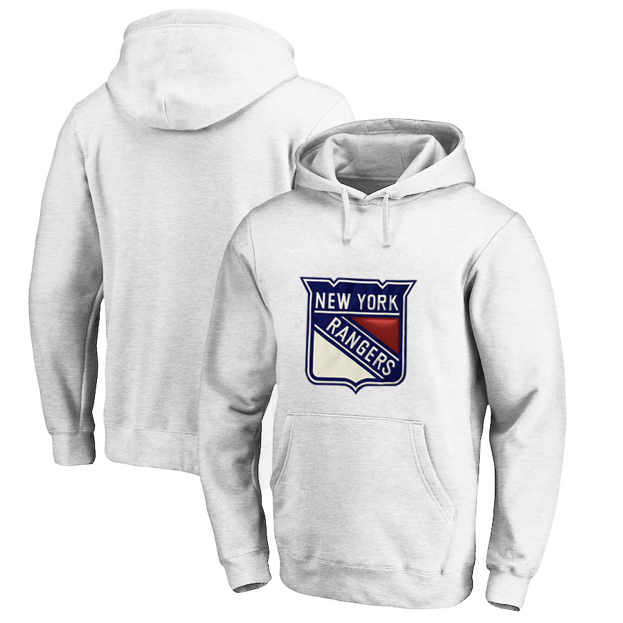 New York Rangers White All Stitched Pullover Hoodie