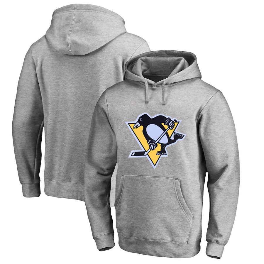 Pittsburgh Penguins Gray All Stitched Pullover Hoodie - Click Image to Close