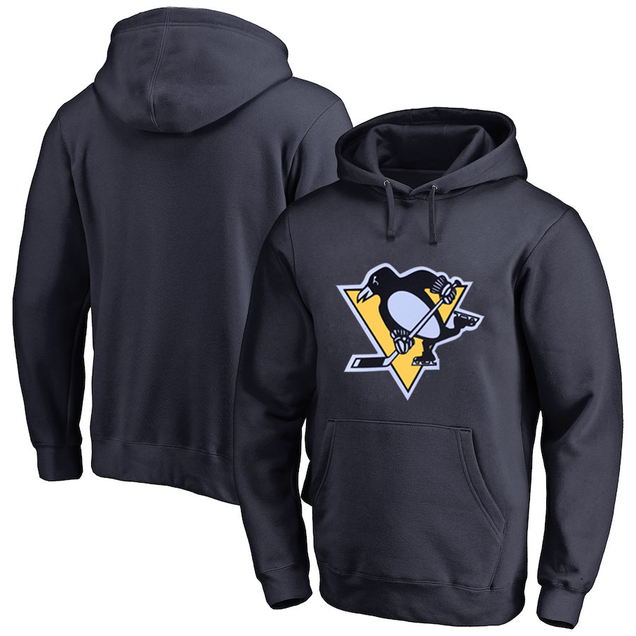 Pittsburgh Penguins Navy All Stitched Pullover Hoodie - Click Image to Close
