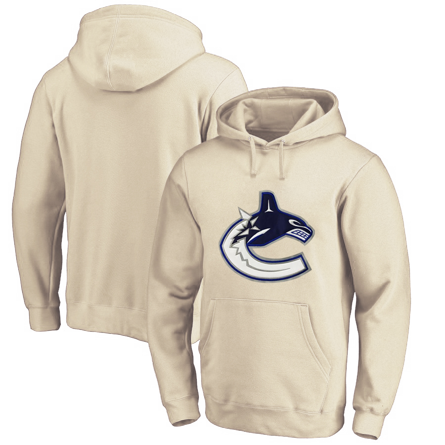 Vancouver Canucks Cream All Stitched Pullover Hoodie