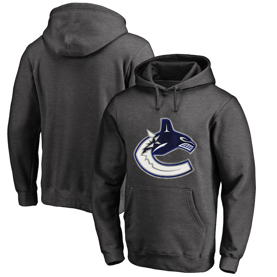 Vancouver Canucks Dark Gray All Stitched Pullover Hoodie