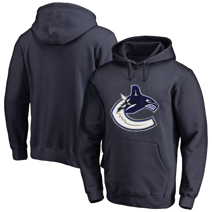 Vancouver Canucks Navy All Stitched Pullover Hoodie