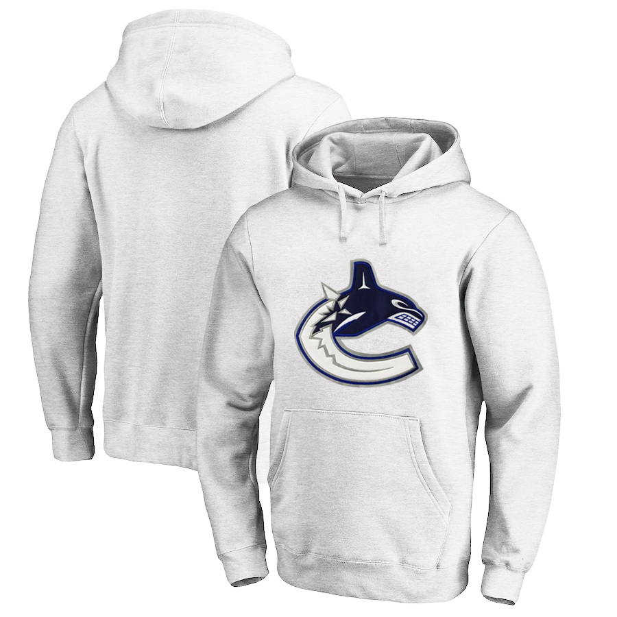 Vancouver Canucks White All Stitched Pullover Hoodie
