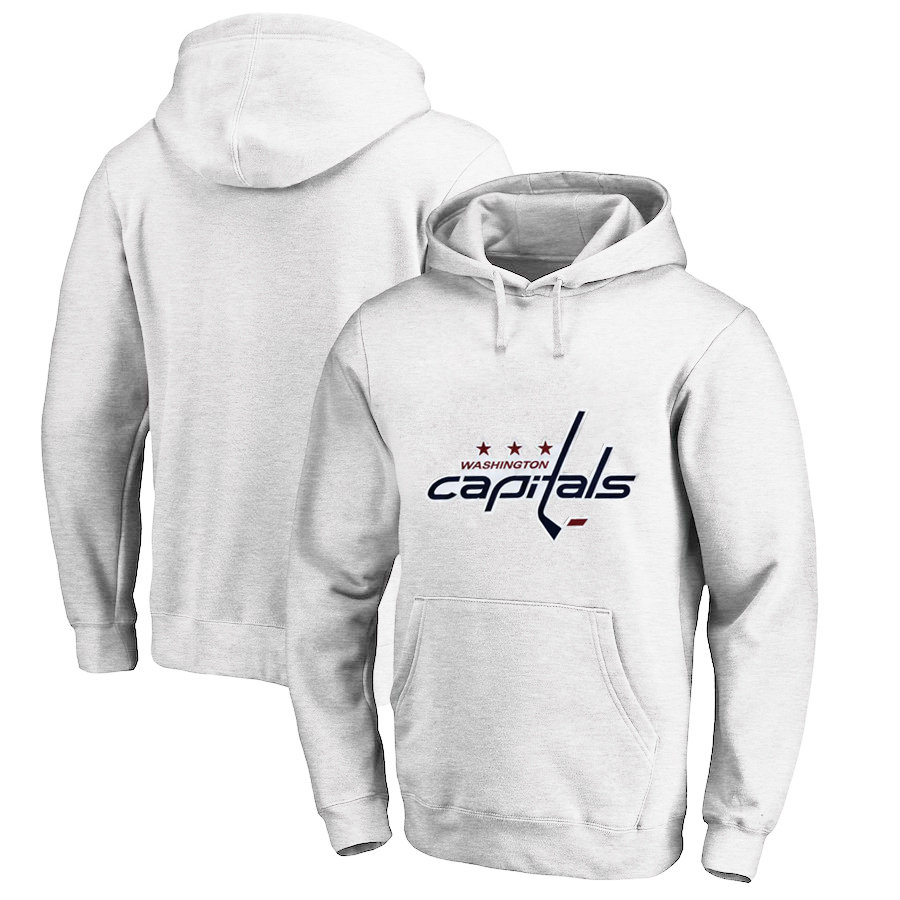 Washington Capitals White All Stitched Pullover Hoodie - Click Image to Close