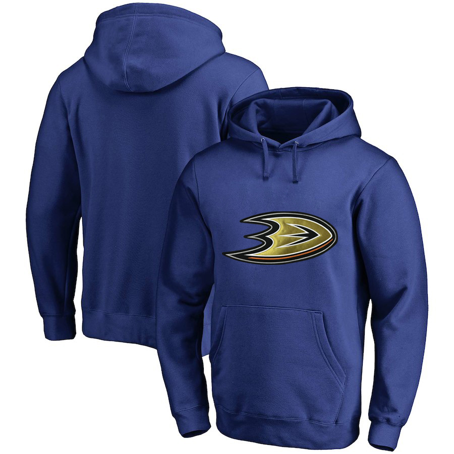 Anaheim Ducks Blue Men's Customized All Stitched Pullover Hoodie