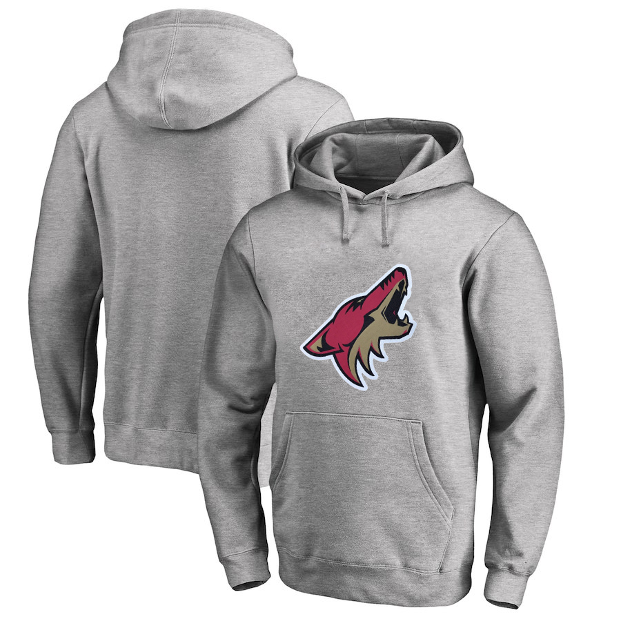 Arizona Coyotes Gray Men's Customized All Stitched Pullover Hoodie
