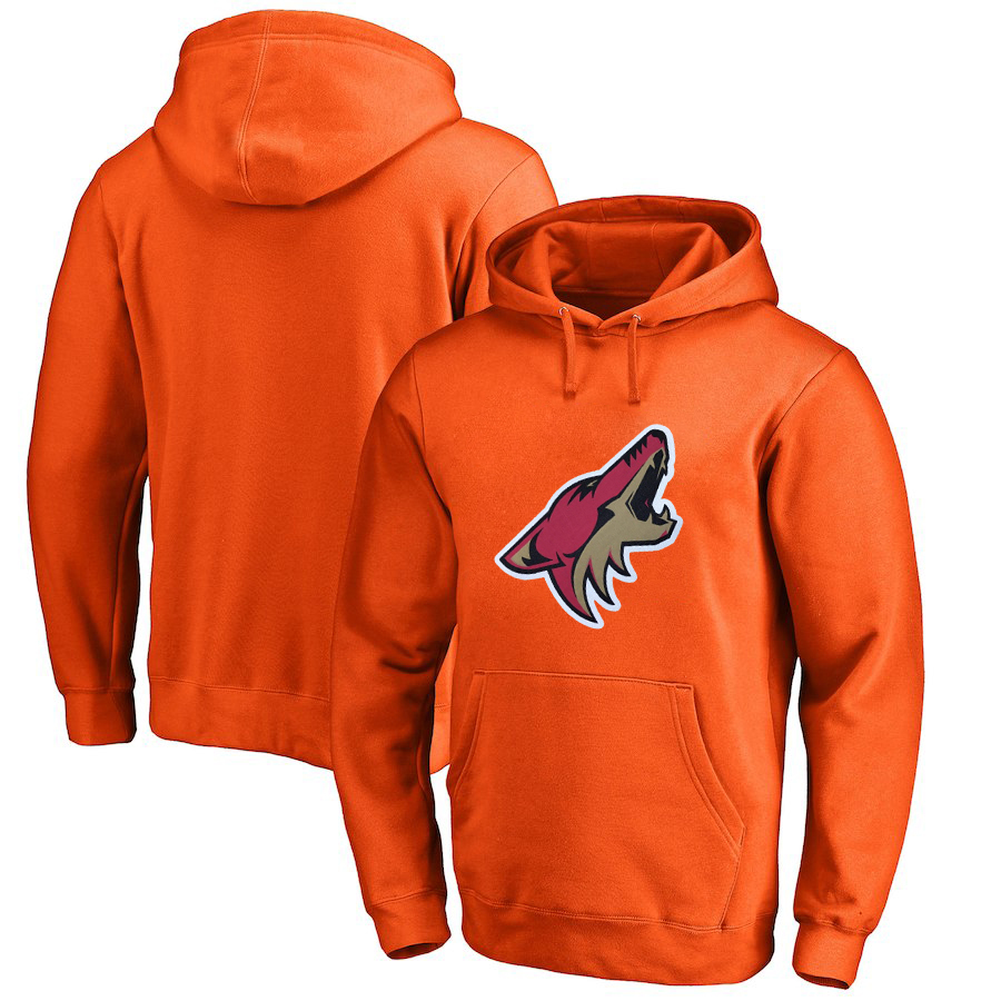Arizona Coyotes Orange Men's Customized All Stitched Pullover Hoodie - Click Image to Close