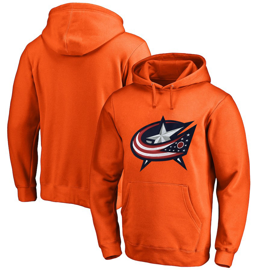 Columbus Blue Jackets Orange Men's Customized All Stitched Pullover Hoodie