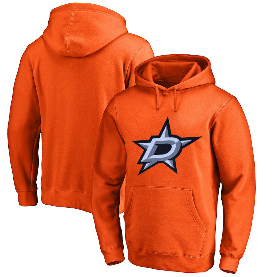 Dallas Stars Orange Men's Customized All Stitched Pullover Hoodie