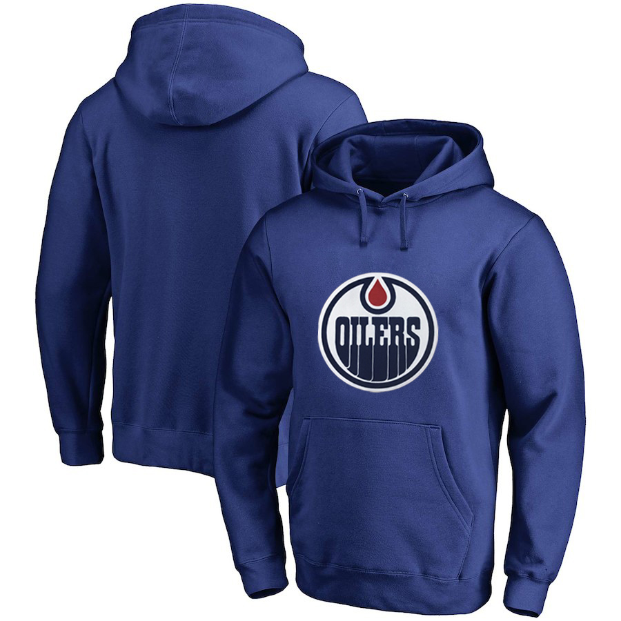 Edmonton Oilers Blue Men's Customized All Stitched Pullover Hoodie