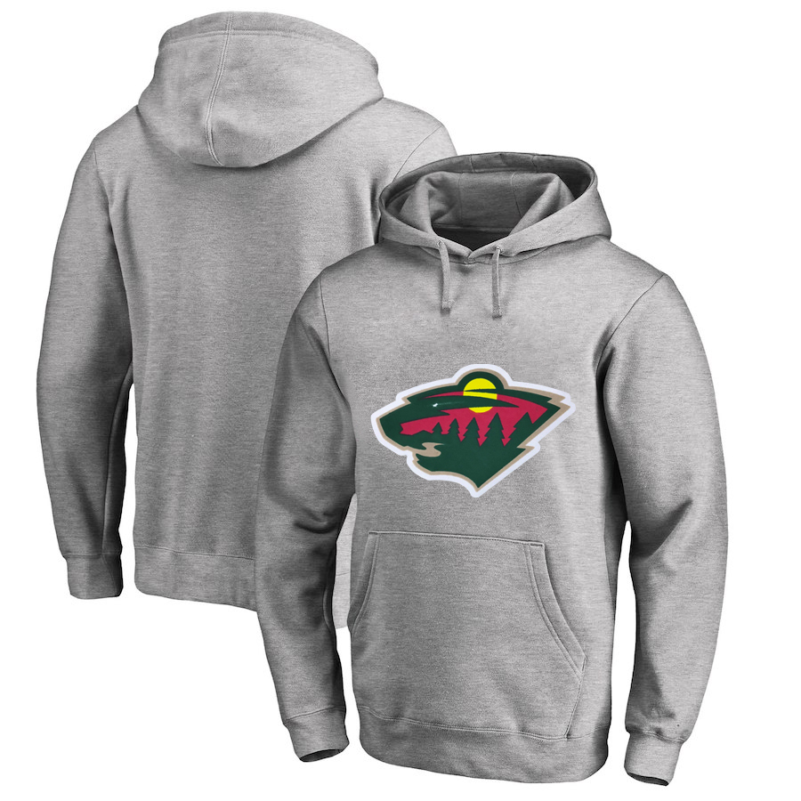 Minnesota Wild Gray Men's Customized All Stitched Pullover Hoodie