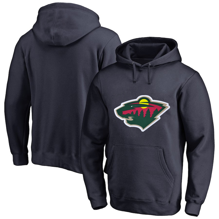 Minnesota Wild Navy Men's Customized All Stitched Pullover Hoodie