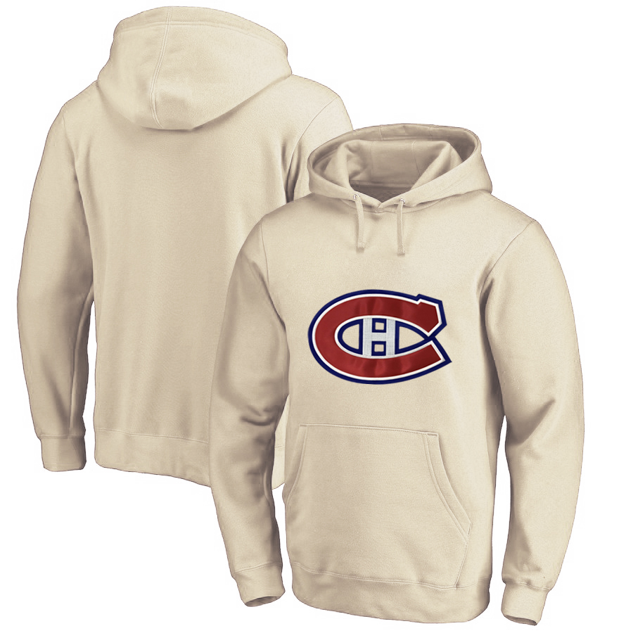 Montreal Canadiens Cream Men's Customized All Stitched Pullover Hoodie