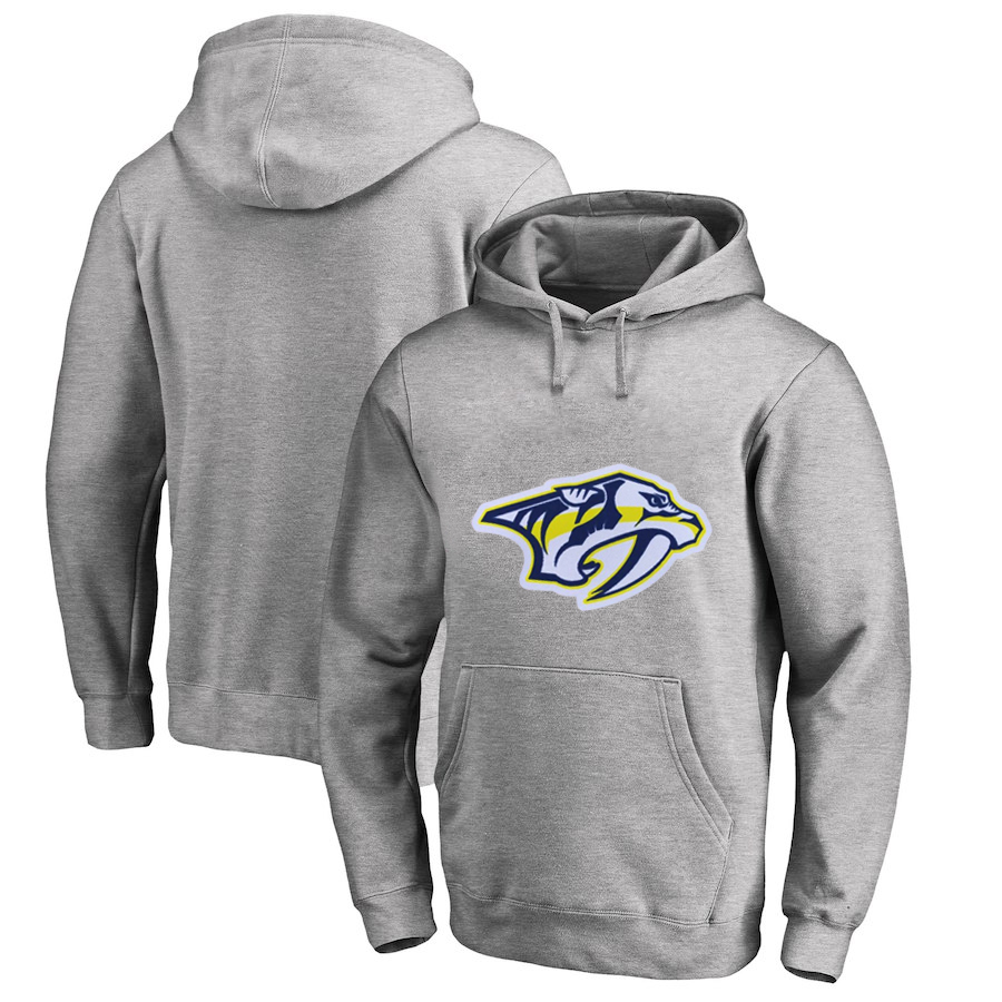 Nashville Predators Gray Men's Customized All Stitched Pullover Hoodie