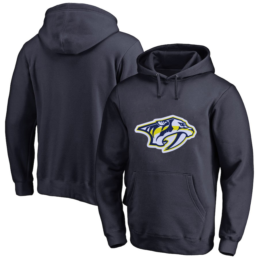 Nashville Predators Navy Men's Customized All Stitched Pullover Hoodie - Click Image to Close