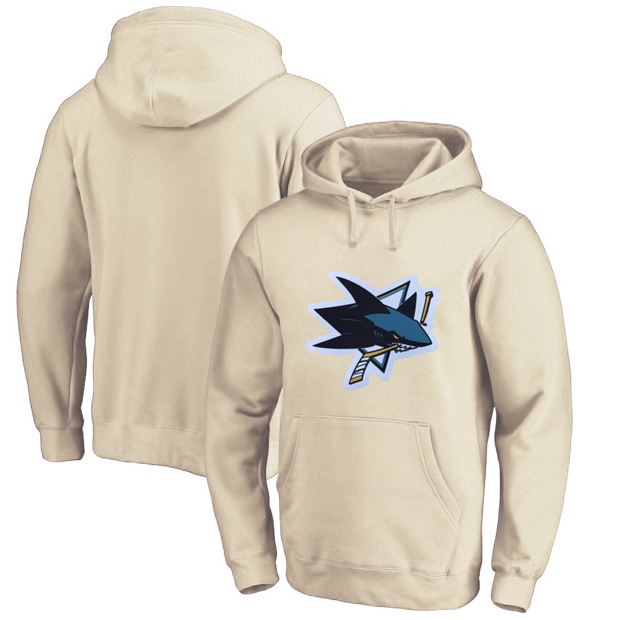 San Jose Sharks Cream Men's Customized All Stitched Pullover Hoodie