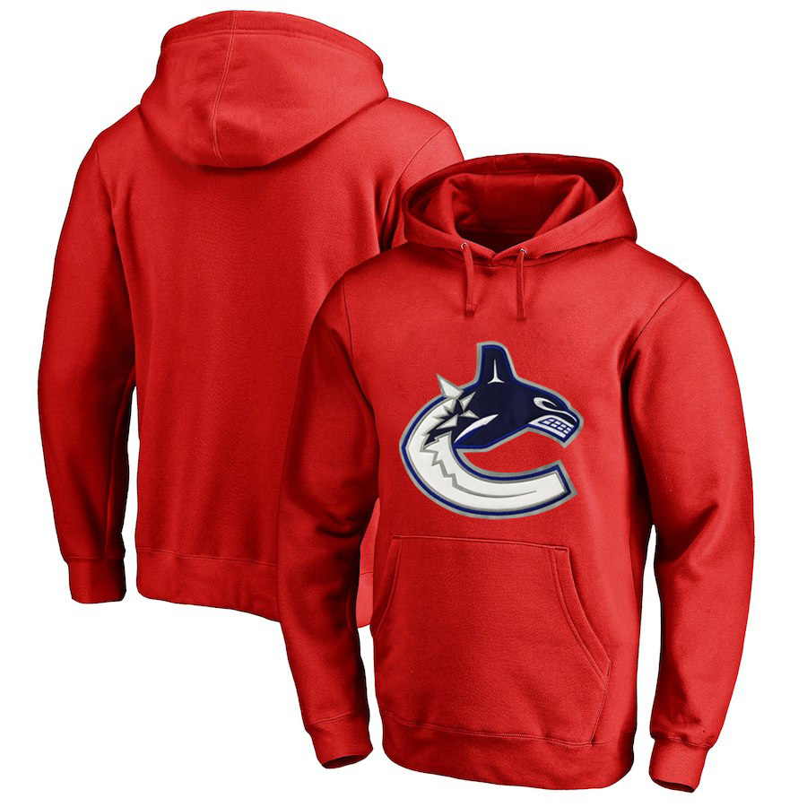 Vancouver Canucks Red Men's Customized All Stitched Pullover Hoodie