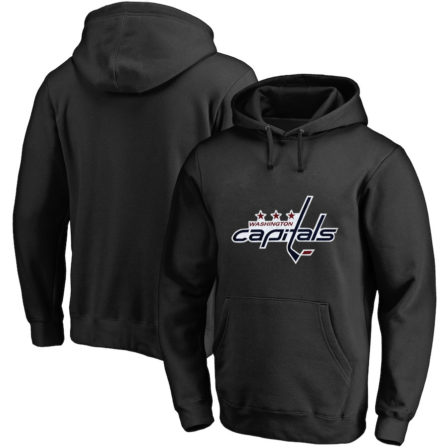 Washington Capitals Black Men's Customized All Stitched Pullover Hoodie - Click Image to Close
