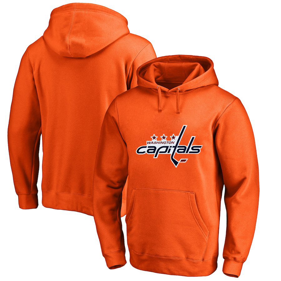 Washington Capitals Orange Men's Customized All Stitched Pullover Hoodie - Click Image to Close